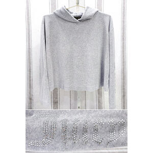 JUICY COUTURE Hoodie Women's Large Velour Rhinestone OG Big Bling Jumper Y2K‎